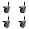 Service Caster 4'' Maroon Poly Swivel 1'' Expanding Stem Caster Set with Brake, 4PK SCC-EX20S414-PPUB-MRN-PLB-1-4 - alternate 1